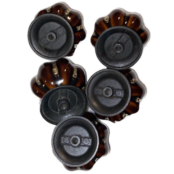 Pumpkin Shaped Ceramic Cabinet/Closet/Drawer/Dresser Pull Handle Knobs 5PK,Brown - Picture 2 of 4
